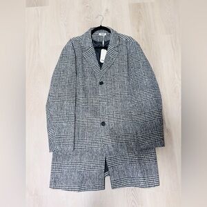 Stylish Black and White Plaid Coat